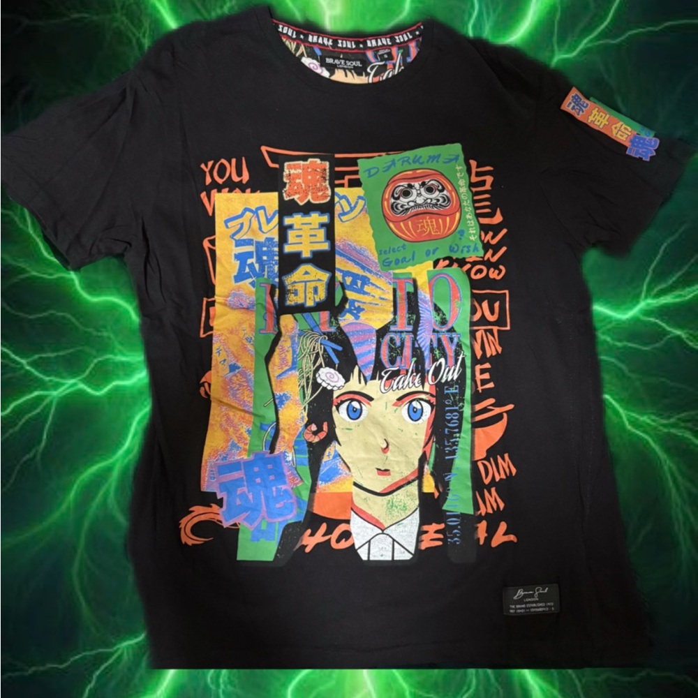 BRAVE SOUL 'DARUMA' Anime Graphic Tee - Black (Size S)